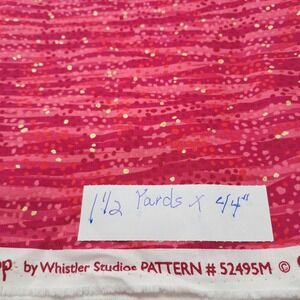 Windham Fabrics Dewdrop Pink Gold Metallic Stripe Cotton Fabric 1.5 Yards